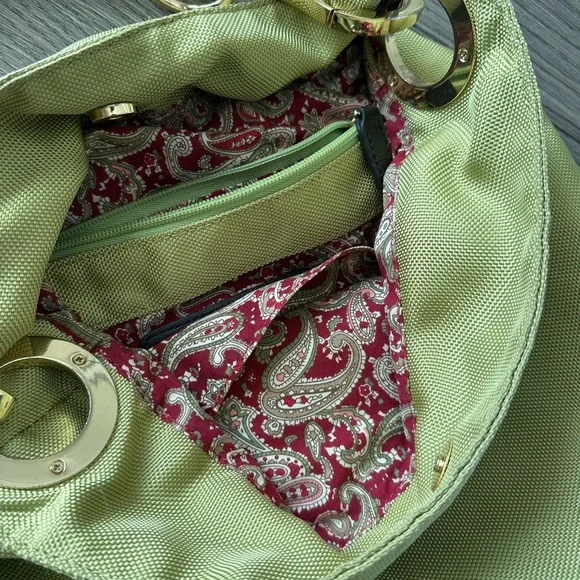 Chartreuse Tote With Brown Leather Strap - Picture 9 of 9